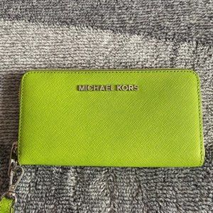 Michael Kors Wristlet/Pear Green Leather Clutch